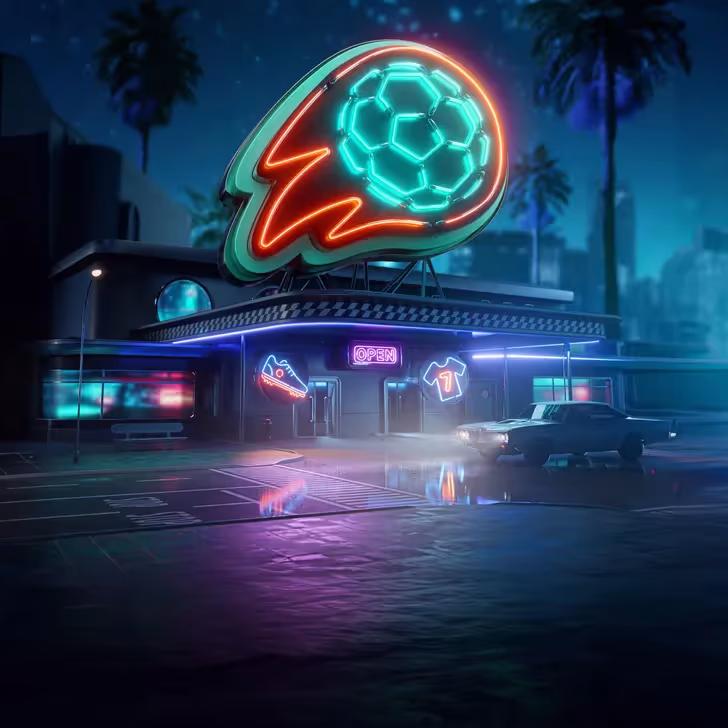 Wyns Casino street view with glowing roulette and slot neon lights, capturing the thrill of nighttime play and endless motion.